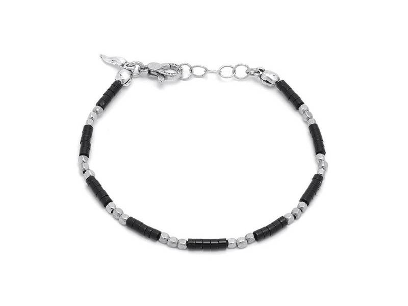 MEN'S SILVER BRACELET WITH ONIX GIOVANNI RASPINI 11646L