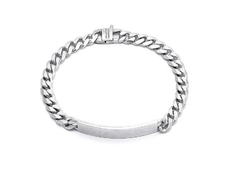 MEN'S PLATE CRUB CHAIN SILVER BRACELET GIOVANNI RASPINI 11661L