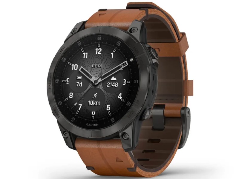 SMARTWATCH EPIX GEN 2 BLACK TITANIUM WITH CHESTNUT LEATHER STRAP 010-02582-30