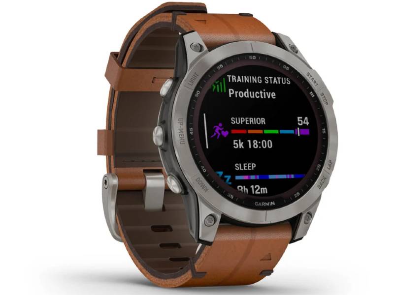 SMARTWATCH FENIX 7 SAPPHIRE SOLAR CON CINTURINO IN PELLE CHESTNUT 010-02540-31