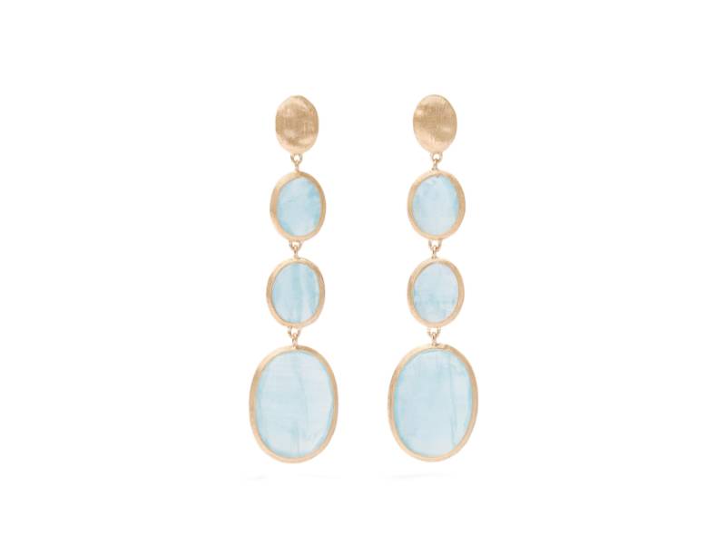 18KT YELLOW GOLD PENDANT EARRINGS WITH OVAL ELEMENTS AND AQUAMARINES SIVIGLIA MARCO BICEGO OB1477-AQ01