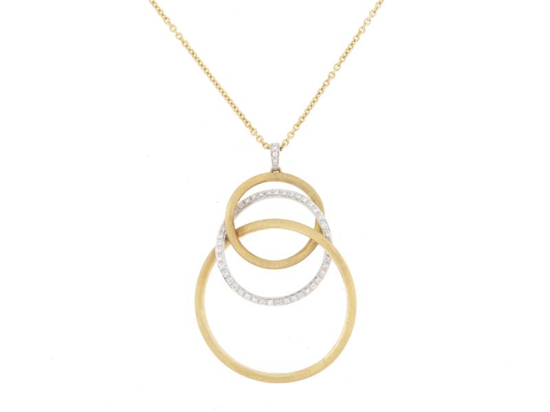 18 KT YELLOW GOLD NECKLACE WITH  18 KT YELLOW GOLD AND DIAMONDS PENDANT JAIPUR LINK MARCO BICEGO CB1404-B