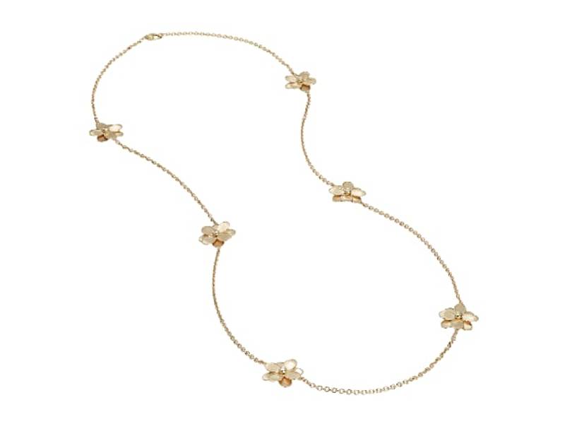 18KT YELOW GOLD LONG NECKLACE WITH SIX FLOWERS LUNARIA PETALI MARCO BICEGO CB2472