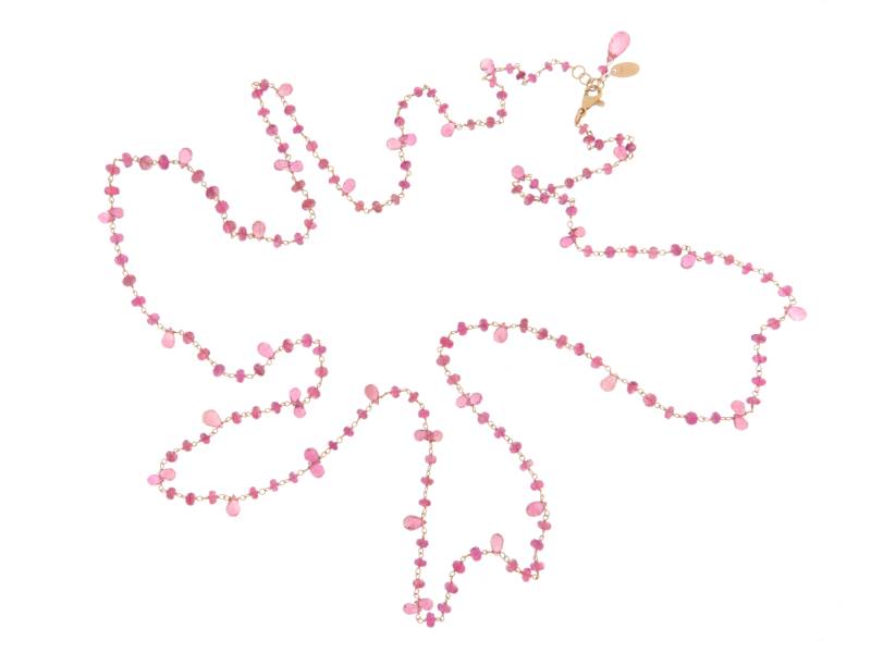 COLLANA LUNGA IN ORO ROSA CON TORMALINE ROSA JUNIOR B CL051