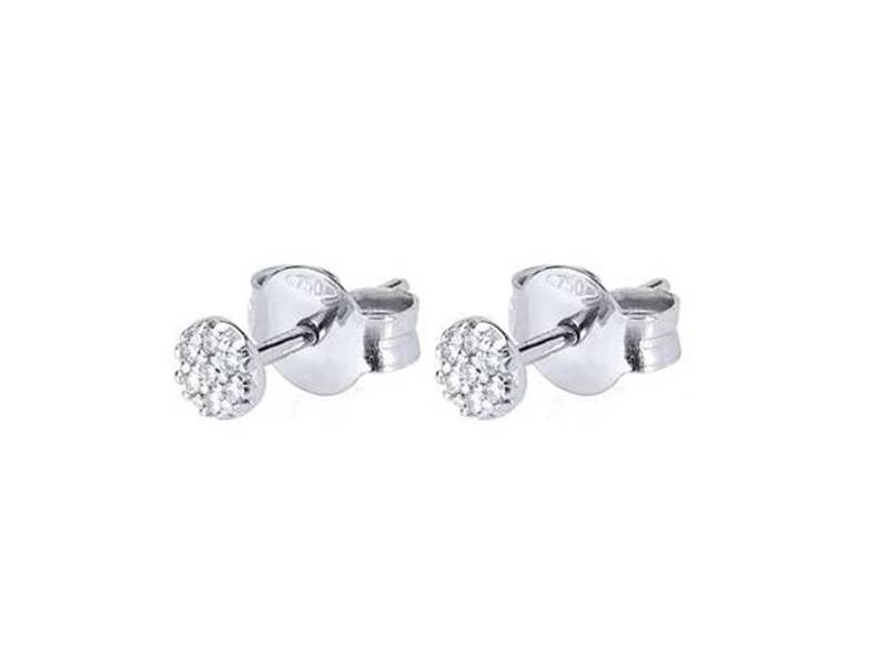 XS 18KT WHITE GOLD STUD EARRINGS WITH DIAMONDS PAILETTES BURATO CD800