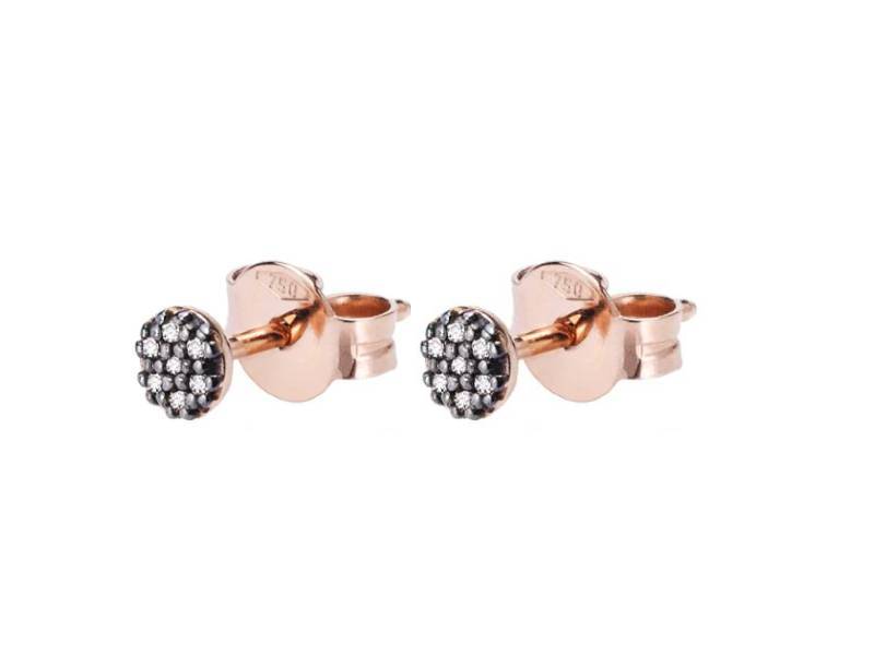 XS 18KT ROSE GOLD STUD EARRINGS WITH BROWN DIAMONDS PAILETTES BURATO CD801