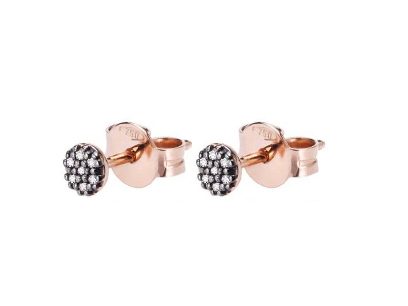 ORECCHINI A LOBO IN ORO ROSA E DIAMANTI BROWN XS PAILETTES BURATO CD801