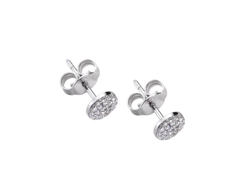 SMALL 18KT WHITE GOLD STUD EARRINGS WITH DIAMONDS PAILETTES BURATO BO139