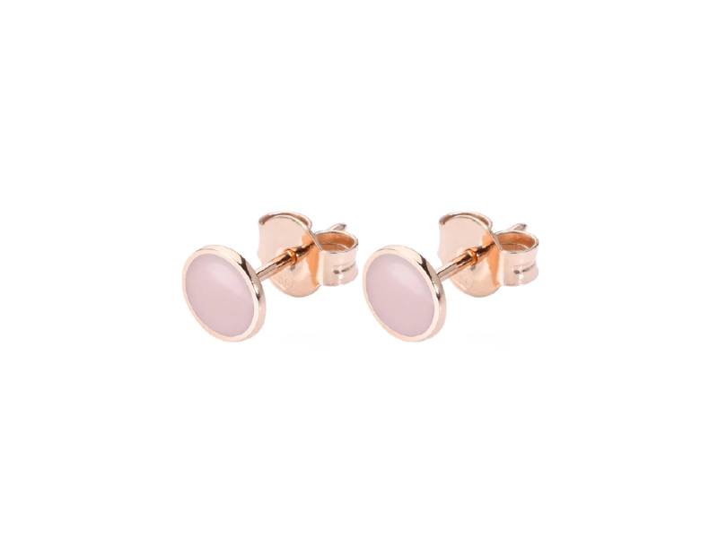 ORECCHINI A LOBO IN ORO ROSA E SMALTO ROSA SMALL PAILETTES BURATO CM999