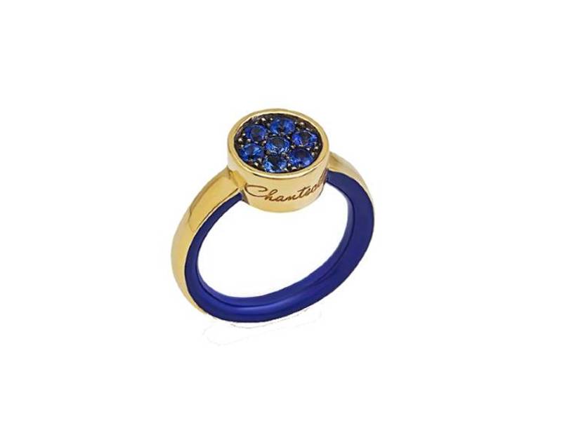 18 KT YELLOW GOLD, ENAMEL AND SAPPHIRE RING CAPRITUDE PAILLETTES CHANTECLER 41271