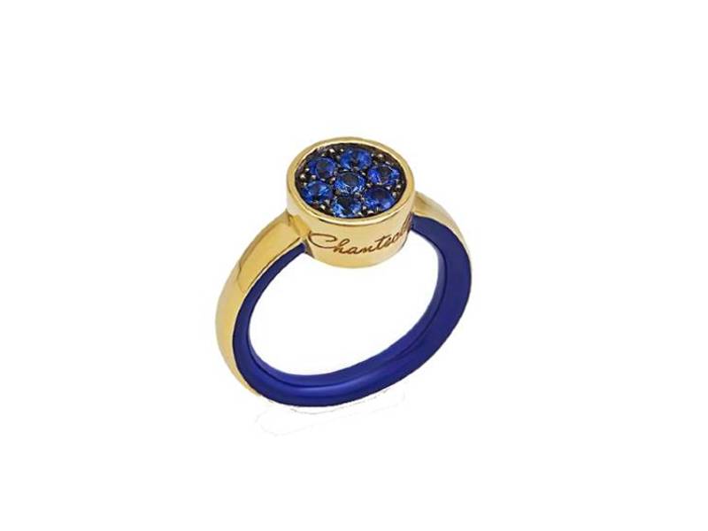 ANELLO ORO GIALLO SMALTO BLU E ZAFFIRI CAPRITUDE PAILLETTES CHANTECLER 41271