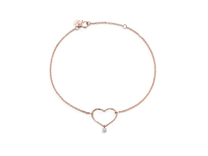 BRACCIALE CUORE SOLITAIRE IN ORO ROSA CON DIAMANTE CON AMORE BURATO CI696