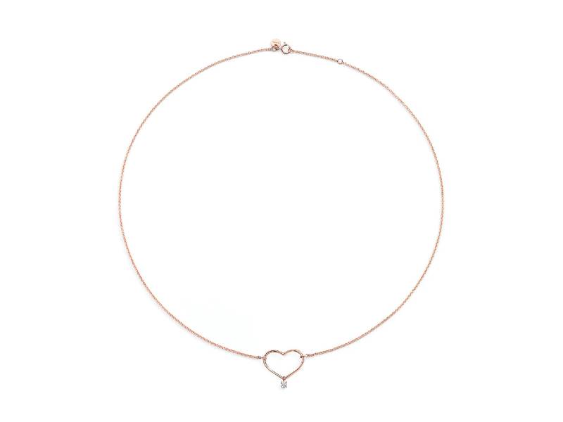 GIROCOLLO CUORE IN ORO ROSA CON DIAMANTE CON AMORE BURATO CI702/CI701