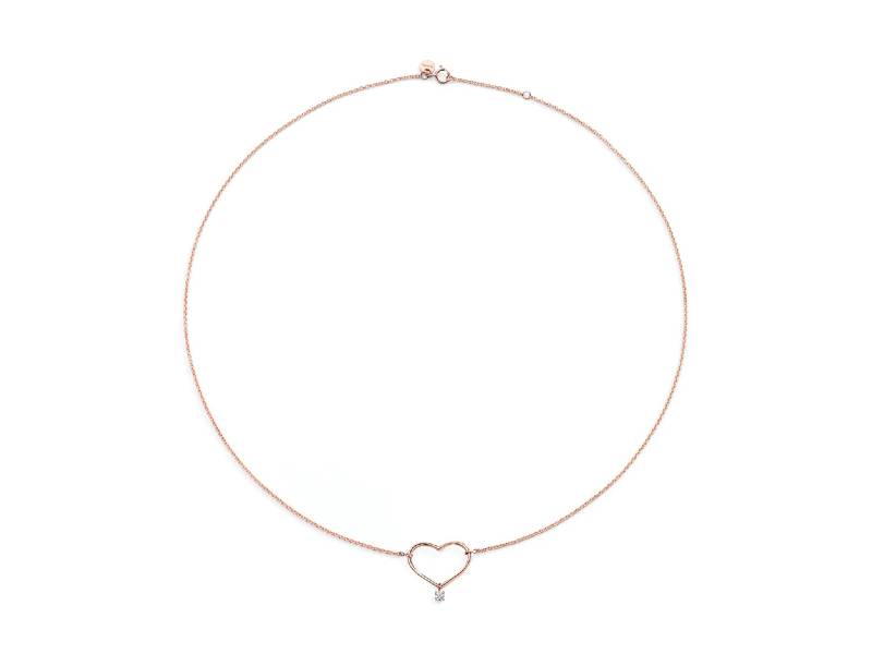 18KT ROSE GOLD HEART NECKLACE WITH DIAMOND CON AMORE BURATO CI702/CI701