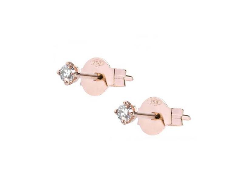 18KT ROSE GOLD STUD EARRINGS WITH DIAMOND SOLITAIRE BURATO CL977