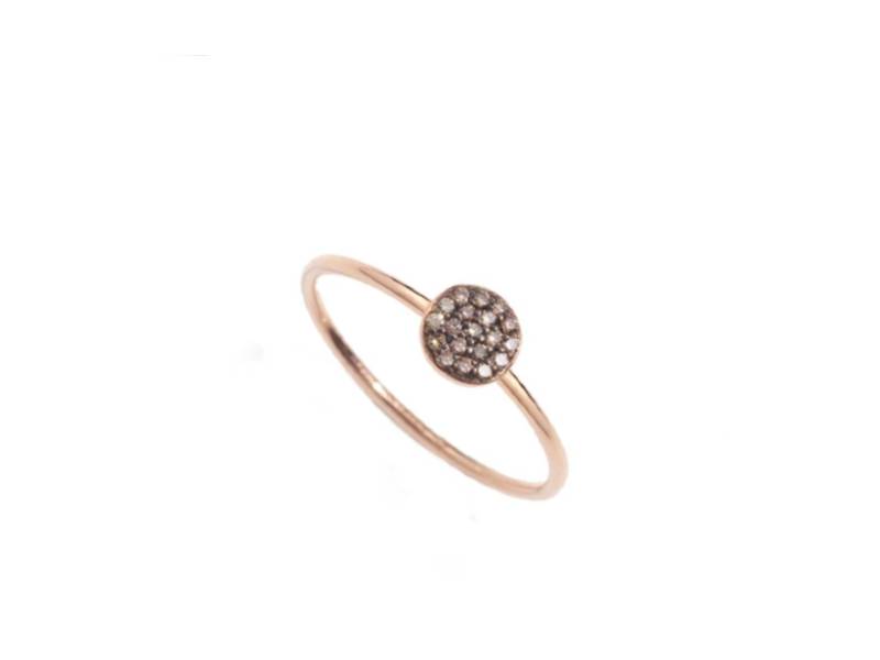 ANELLO IN ORO ROSA CON PAVE' DI DIAMANTI BROWN DIAMONDS PAILLETTES BURATO BQ946