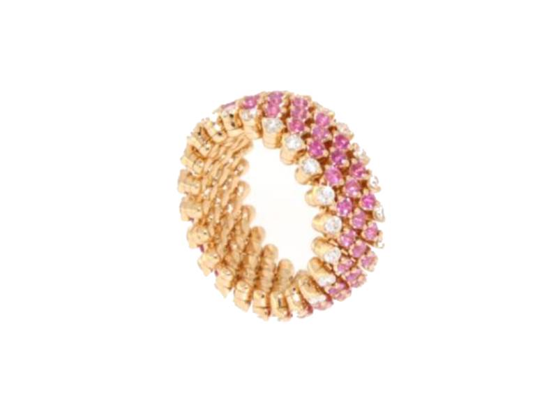 “BREVETTO” MULTISIZE RING ROSE GOLD, DIAMONDS AND PINK SAPPHIRE 5 ROWS SERAFINO CONSOLI RMS 5F2 RG WD PS