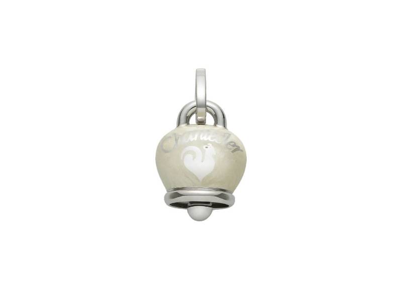 SILVER PENDANT BIG CAMPANELLA (BELL) WITH WHITE PEARLY ENAMEL ET VOILA 'CHANTECLER 36411