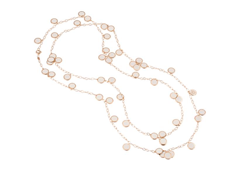 18KT ROSE GOLD LONG NECKLACE WITH WHITE ENAMEL PAILLETTES CHANTECLER 34105