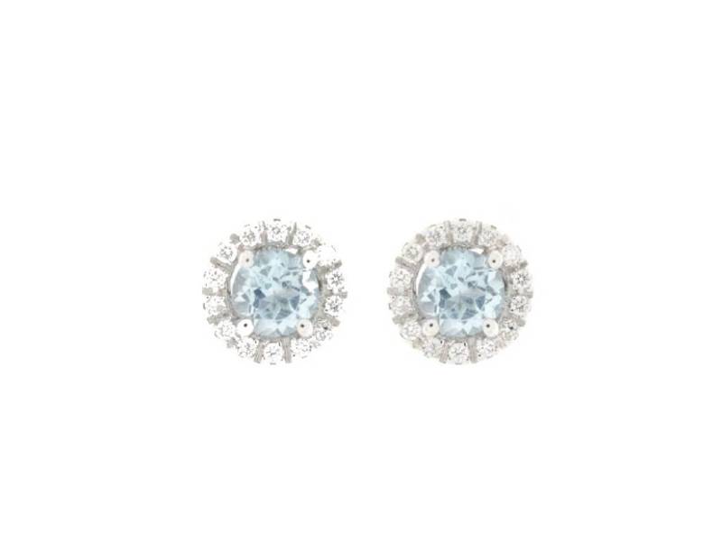 18KT WHITE GOLD EARRINGS WITH AQUAMARINE AND DIAMONDS  JUNIOR B B10622