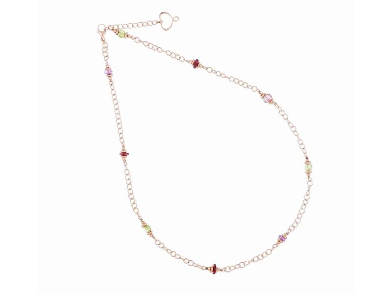 SILVER NECKLACE WITH PERIDOT,GARNET,AMETHYST,TOPAZ PERIDOT MAMAN ET SOPHIE GCISFPRCT
