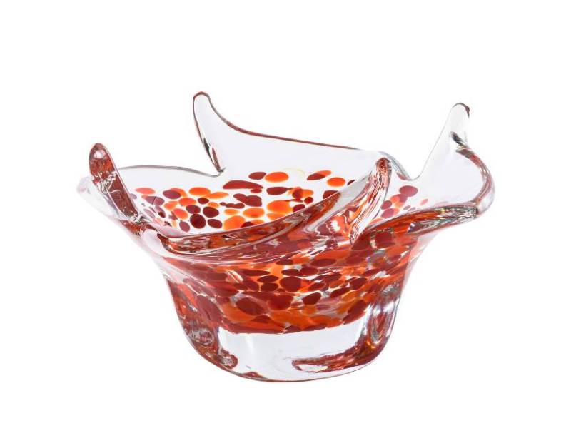 VASE CRYSTAL / RED AND CORAL SPOTS LIMITED EDITION 99 PZ MARCO PIVA BLOOM COLLECTION VENINI 696.03