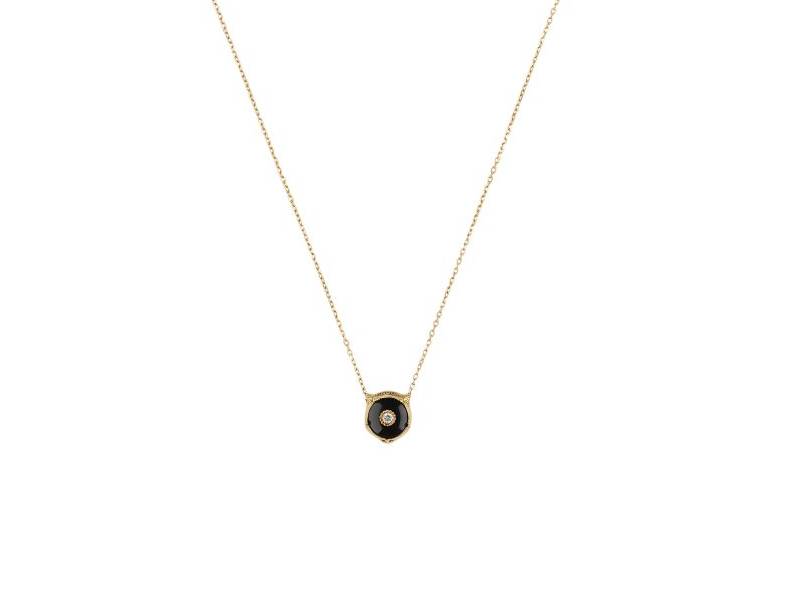 YELLOW GOLD NECKLACE WITH ONYX JADE AND DIAMONDS LE MARCHÉ DES MERVEILLES GUCCI YBB50251000400U