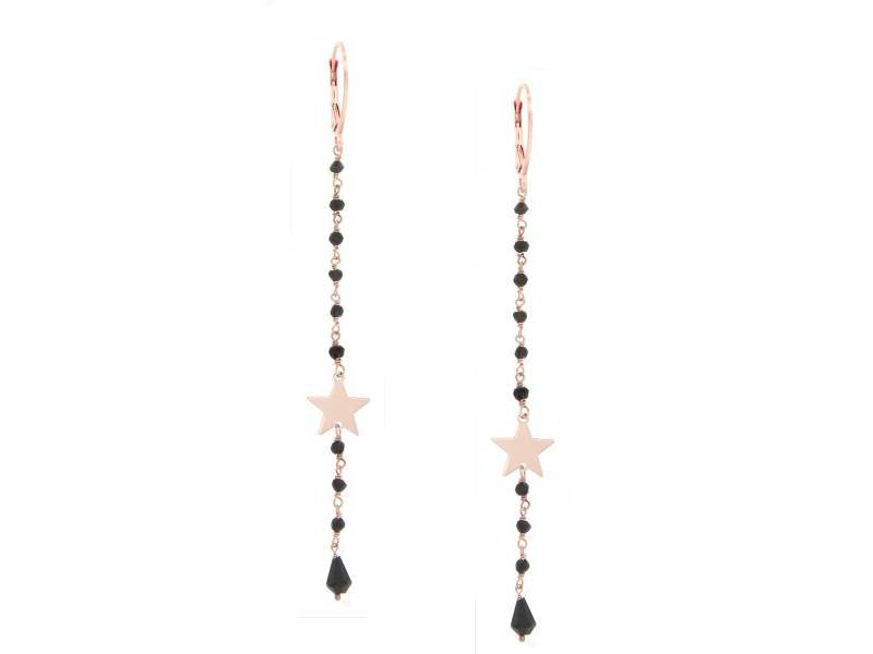 SILVER PENDANT EARRINGS WITH STAR AND SPINEL STONES MAMAN ET SOPHIE OR035SP