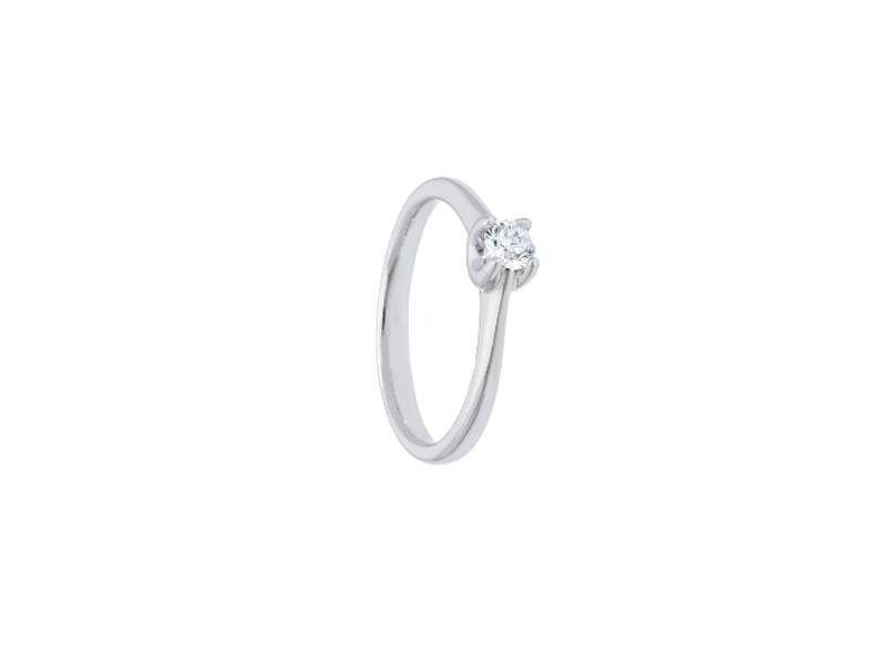 ANELLO SOLITARIO ORO BIANCO E DIAMANTE CENTRALE 0.18CT G VS JUNIOR B BBA29018B
