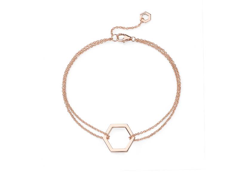 18KT ROSE GOLD BRACELET WITH HEXAGONAL ELEMENT AMULETO BURATO CT342