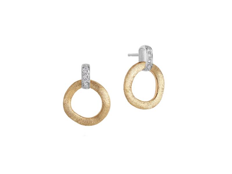 18 KT GOLD EARRINGS WITH DIAMONDS ROUND ELEMENT JAIPUR LINK MARCO BIECGO OB1757