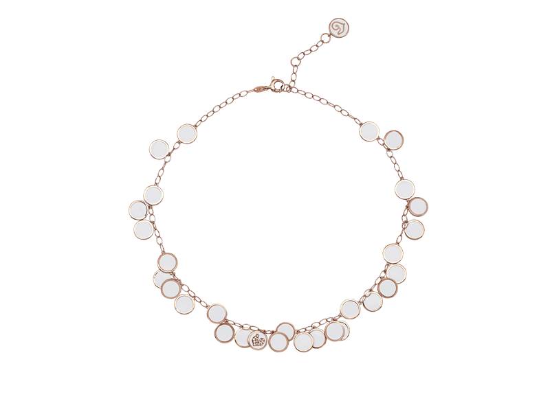 ROSE GOLD AND WHITE ENAMEL NECKLACE PAILLETTES CHANTECLER 42694