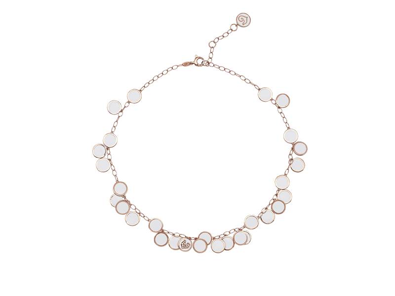 GIROCOLLO IN ORO ROSA E SMALTO BIANCO PAILLETTES CHANTECLER 42694