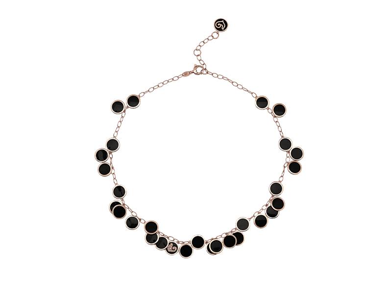 ROSE GOLD AND BLACK ENAMEL NECKLACE PAILLETTES CHANTECLER 42612