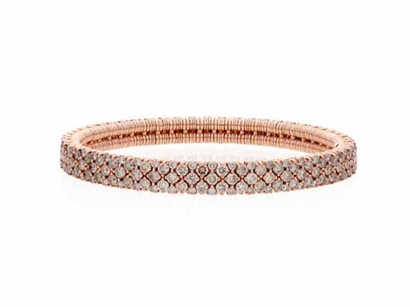 BRACCIALE ELASTICO IN ORO ROSA E DIAMANTI BROWN CASHMERE ROBERTO DEMEGLIO 39BR02DBW