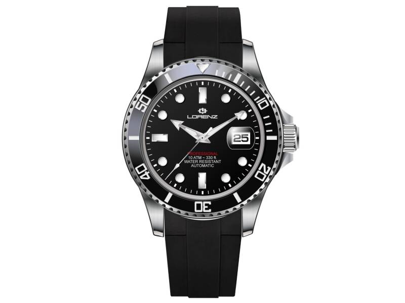 AUTOMATIC MEN'S WATCH STEEL /DOUBLE INJECTION RESIN WITH CERAMIC BEZEL DOUBLE INJECTION PROFESSIONAL DIVER LORENZ 030197AA