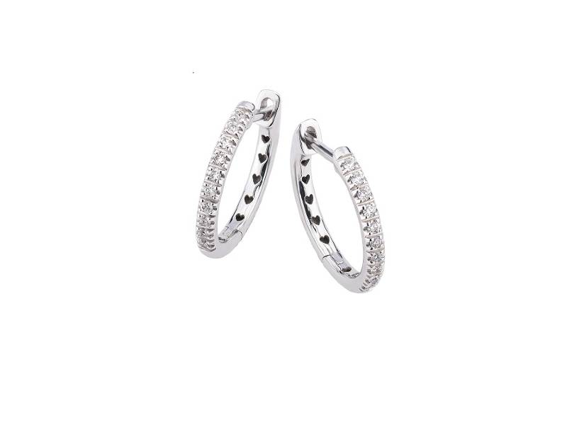 18KT WHITE GOLD HOOP EARRINGS WITH DIAMONDS POLELLO G33410B - G33410B1