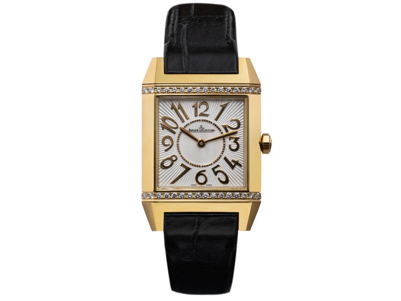 QUARTZ WOMEN'S WATCH YELLOW GOLD/LEATHER WITH DIAMONDS REVERSO SQUADRA JAEGER-LECOULTRE Q7031420