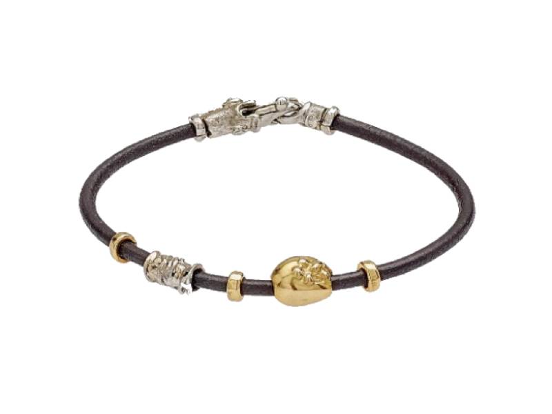 LEATHER BRACELET WITH HANDMADE GOLD AND SILVER ELEMENTS MISANI B351
