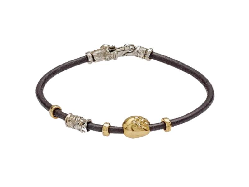 BRACCIALE IN CUOIO CON ELEMENTI IN ORO E ARGENTO MISANI B351