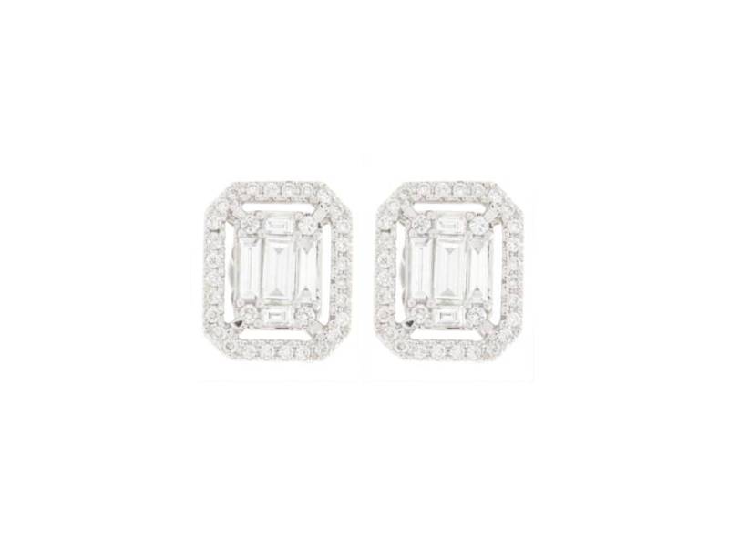 18KT WHITE GOLD STUD EARRINGS WITH DIAMONDS PREZIOSE EMOZIONI GIANNI CARITA' F0949/OB