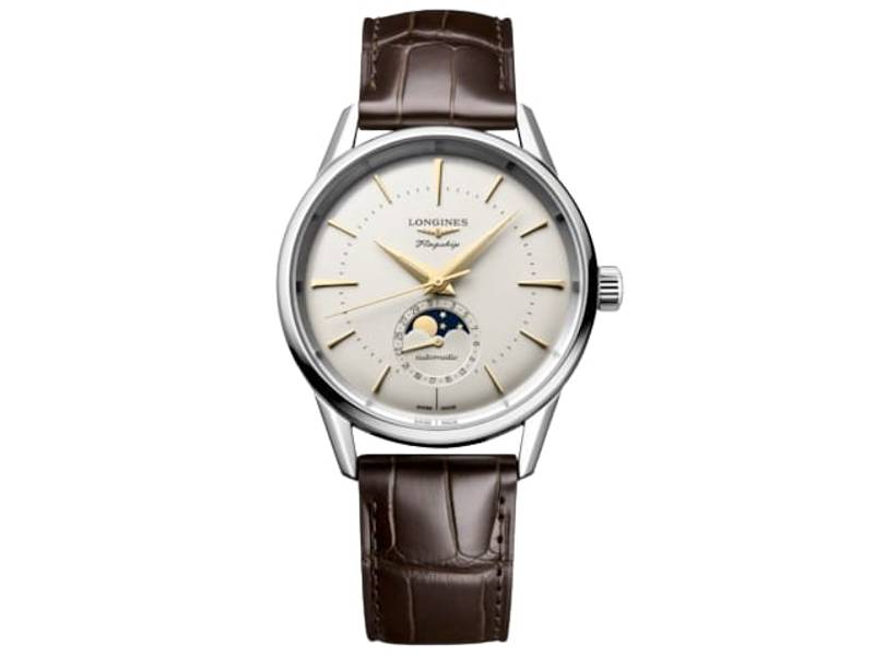 OROLOGIO UOMO AUTOMATICO ACCIAIO /PELLE FASI LUNARI FLAGSHIP HERITAGE LONGINES L4.815.4.78.2