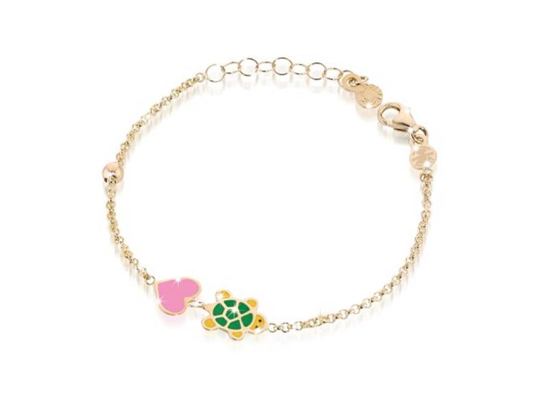 YELLOW GOLD 9KT LUCKY BRACELET HEART AND TORTOISE PRIMEGIOIE LE BEBE' PMG031