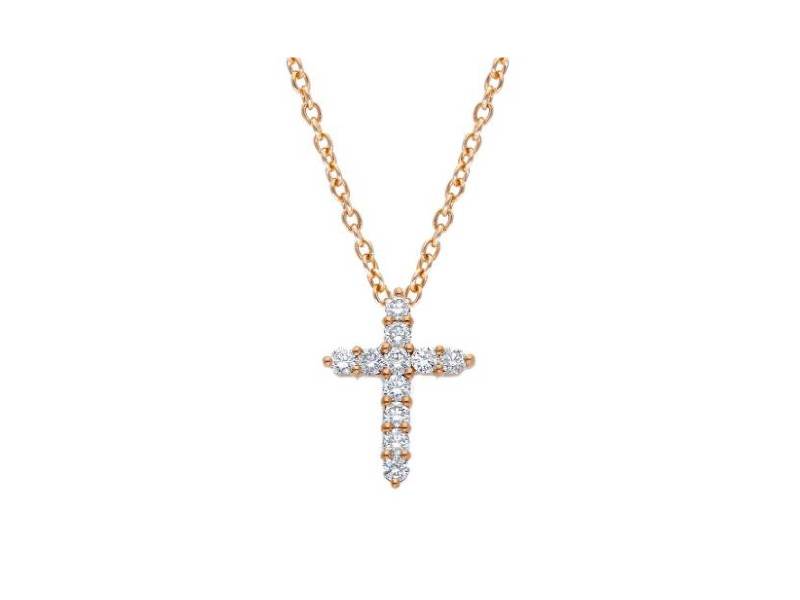 CROSS NECKLACE 18 KT ROSE GOLD AND DIAMONDS 241957 JUNIOR B