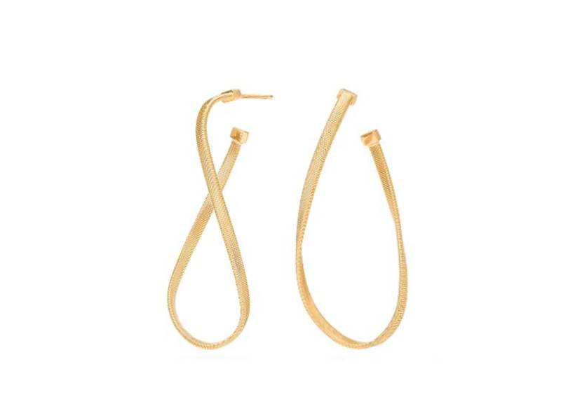 18KT YELLOW GOLD BIG SIZE IRREGULAR HOOP EARRINGS MARRAKECH NEW MARCO BICEGO OG405