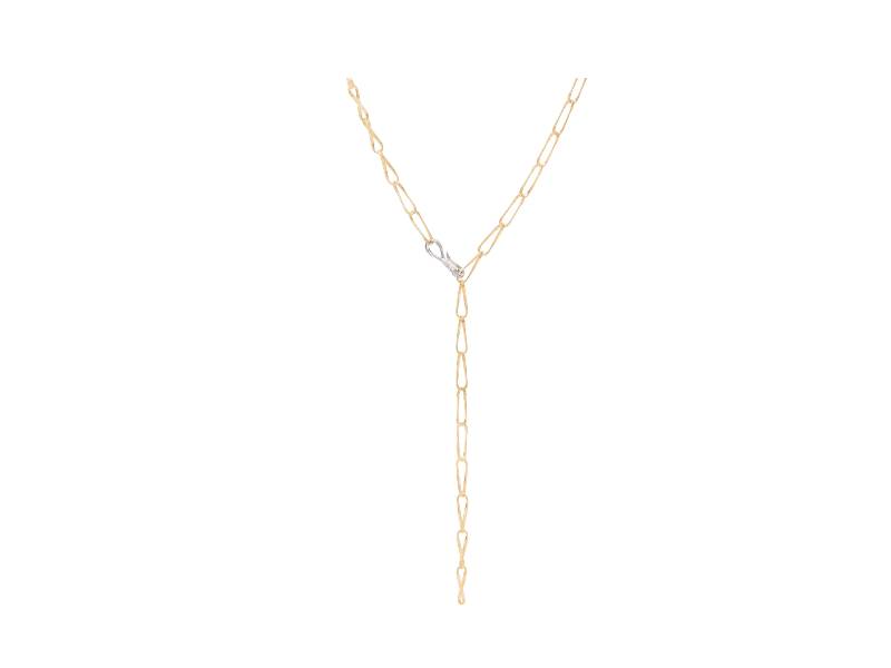 18KT YELLOW GOLD TWISTED COIL LINK LARIAT WITH DIAMOND CLASP MARRAKECH ONDE NEW MARCO BICEGO CG849