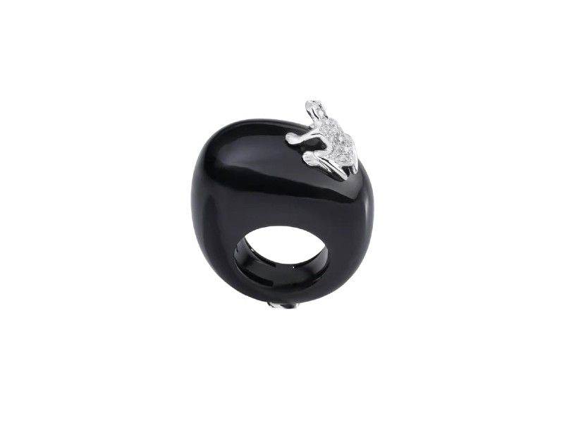 BLACK HAPPY FROG RING 18 KT WITHE GOLD AND DIAMONDS DADA ARRIGONI DHF06AN_ TNBBDI