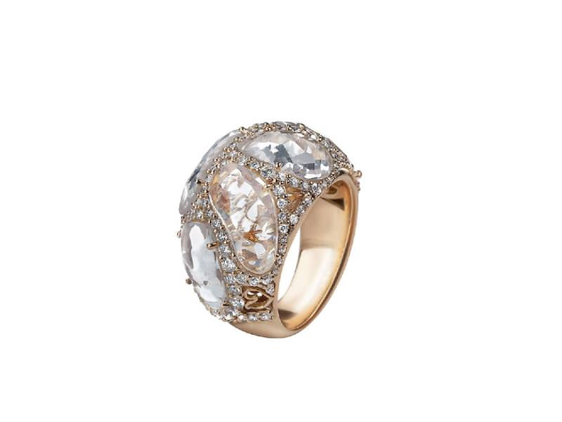 18KT ROSE GOLD RING WITH DIAMONDS AND CRYSTAL SAPPHIRE ENCHANTE' CHANTECLER 33599