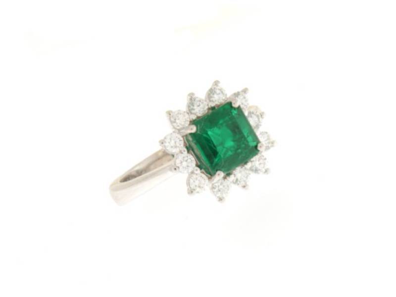 18KT WHITE GOLD RING WITH DIAMONDS AND EMERALD JB124267