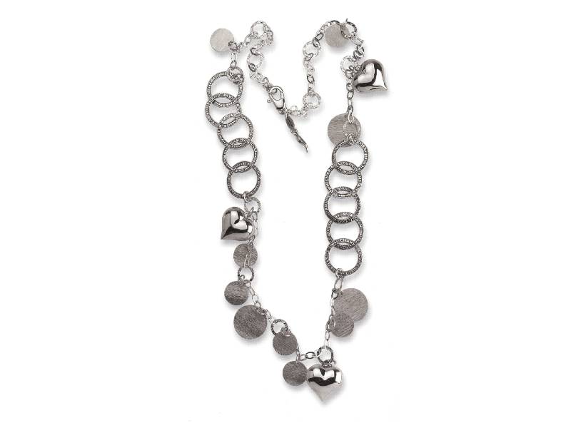SILVER LONG NECKLACE WITH HEARTS GIOVANNI RASPINI 6646